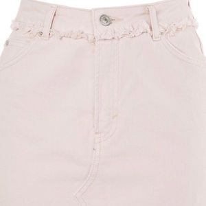Topshop “moto” high-waisted pink denim skirt